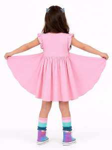 Girls Dress Terry Cotton Pink Butterfly - 2