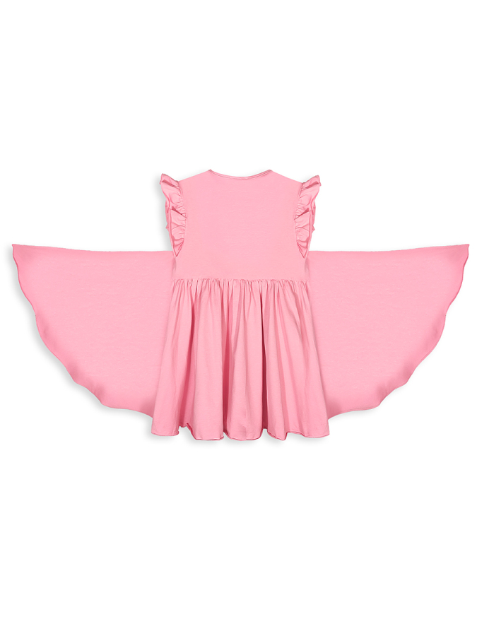 Girls Dress Terry Cotton Pink Butterfly - 5