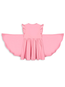 Girls Dress Terry Cotton Pink Butterfly - 5