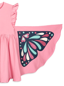 Girls Dress Terry Cotton Pink Butterfly - 6