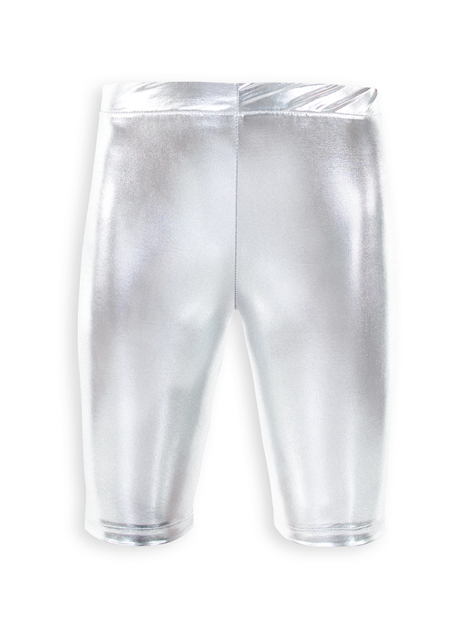 Girls Leggings Above Knee Silver Grey Foil - 5