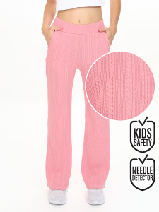 Girl's Pink Basic Flare Leg Sweatpants - 1