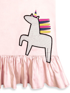 Girls Pink Unicorn Dress %100 Cotton - 6