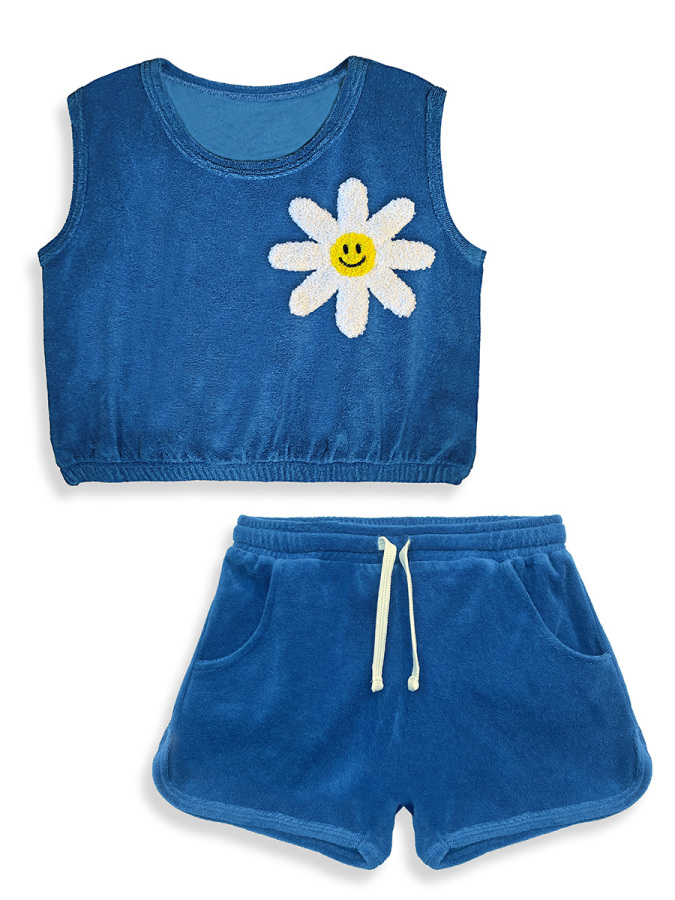 Girls Set Terry Cloth Crop Top&Shorts Daisy - 4
