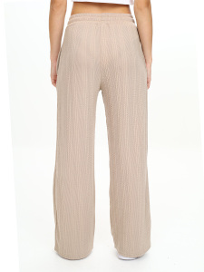 Girl's Wide Leg Beige Basic Sweatpants - 2