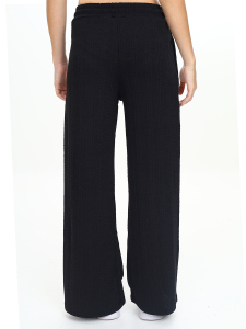 Girl's Wide Leg Black Basic Sweatpants - 2