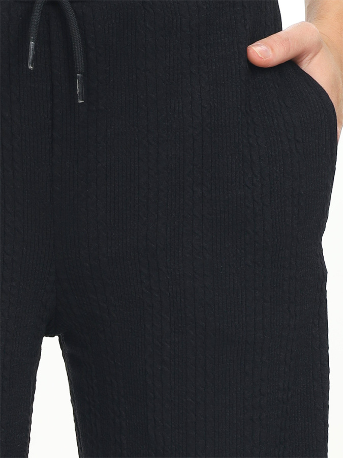 Girl's Wide Leg Black Basic Sweatpants - 3
