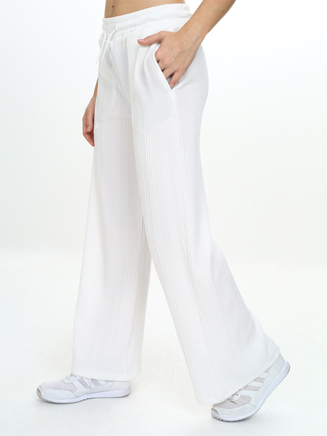 Girl's Wide Leg Ecru Basic Sweatpants - 2