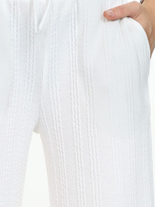 Girl's Wide Leg Ecru Basic Sweatpants - 3