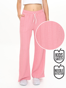 Girl's Wide Leg Pink Basic Sweatpants - Denokids