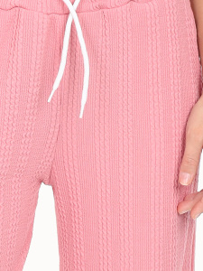 Girl's Wide Leg Pink Basic Sweatpants - 3