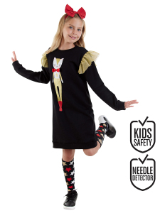 Glitter Cat Girl Black Dress - Denokids