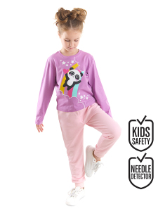 Gökkuşağı Panda Kız Çocuk T-Shirt Pantolon Takım - Denokids