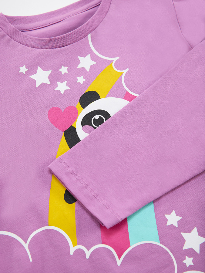 Gökkuşağı Panda Kız Çocuk T-Shirt Pantolon Takım - 6