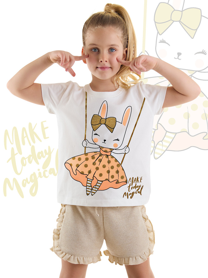 Golden Bunny Girl T-shirt&Shorts Set - 1
