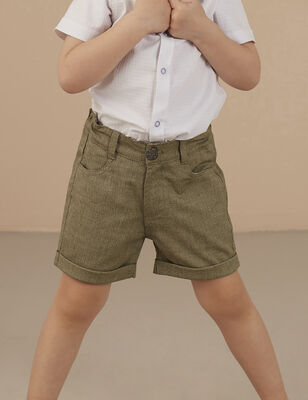 Green Flat-Front Boy Shorts