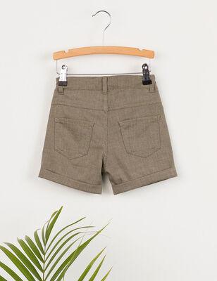 Green Flat-Front Boy Shorts