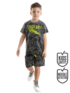 Grey Space Boy T-shirt&Shorts Set - Denokids