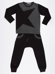 Grey Star Boy T-shirt&Pants Set - Thumbnail