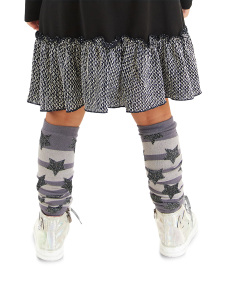 Grey Striped Girl Leg Warmer - 2