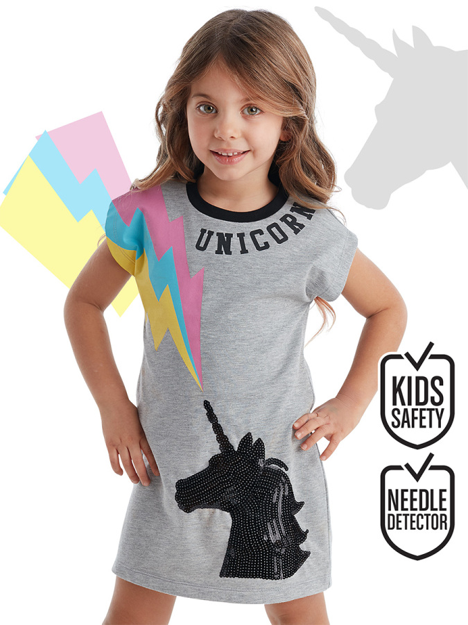 Grey Unicorn Girl Dress - 1