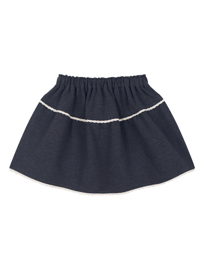 Gri Dantel Detaylı Beli Lastikli Kız Çocuk Etek - 1