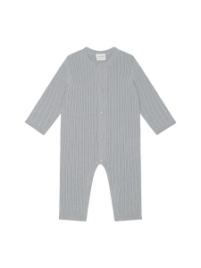 Gri Triko Uzun Kollu Bebek Patiksiz Tulum - Antebies