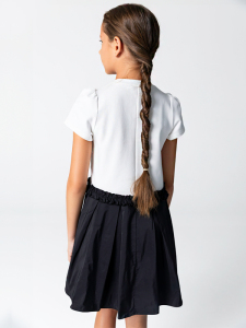 Gül Desenli Örme Üst Tafta Etek Elbise - 2