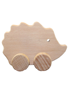Güleç Kirpi Boyasız Ahşap Hayvan Figürü, Masif Kayın, 18 Ay+ - CwwToys