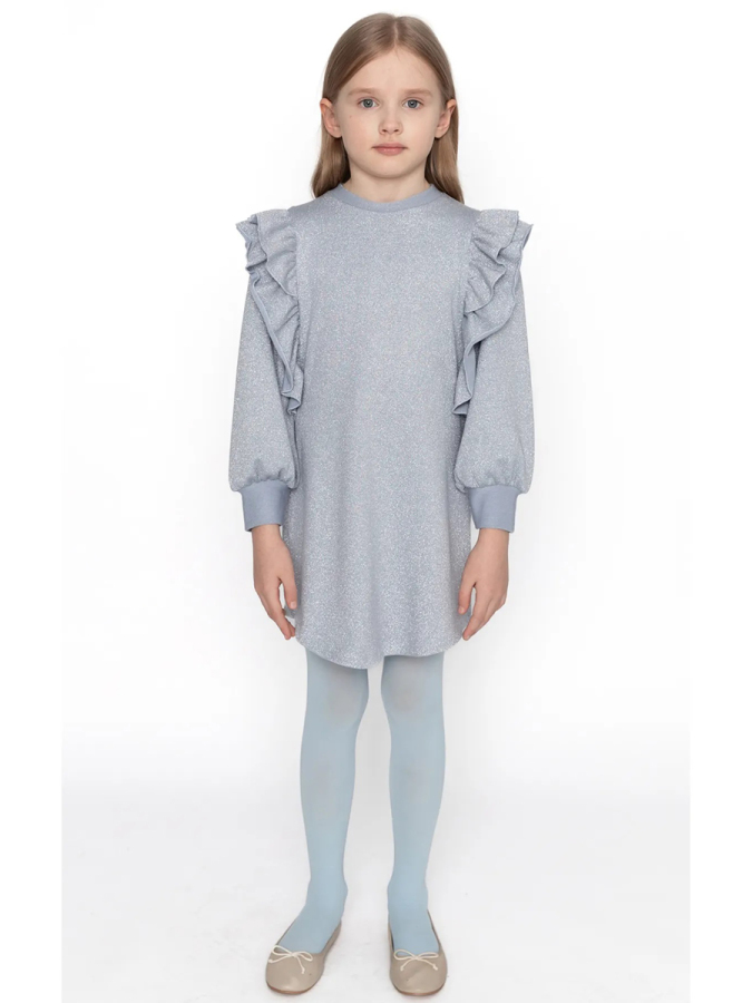 Gümüş Pırıltılı Sweat Elbise - 1