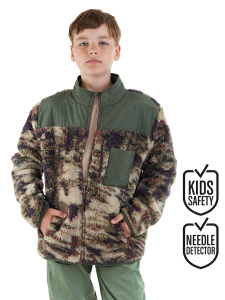 Haki Erkek Çocuk Peluş Mont - Denokids