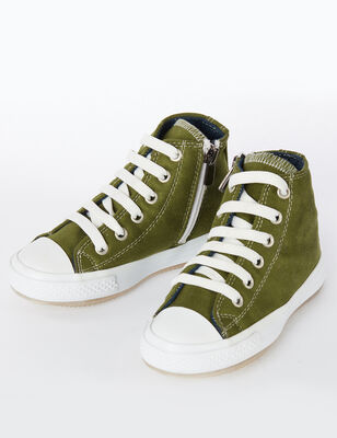 Haki Süet Görünümlü Erkek-Kız Sneakers - 1