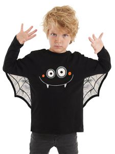 Halloween Cadılar Bayramı Erkek Çocuk Siyah Uzun Kollu T-shirt - 1
