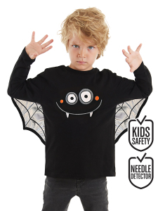 Erkek Çocuk Halloween Pamuklu Siyah Uzun Kollu T-Shirt 4-7 Yaş - Denokids
