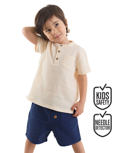 Handsome Muslin Boy Shirt&Shorts Set - Denokids