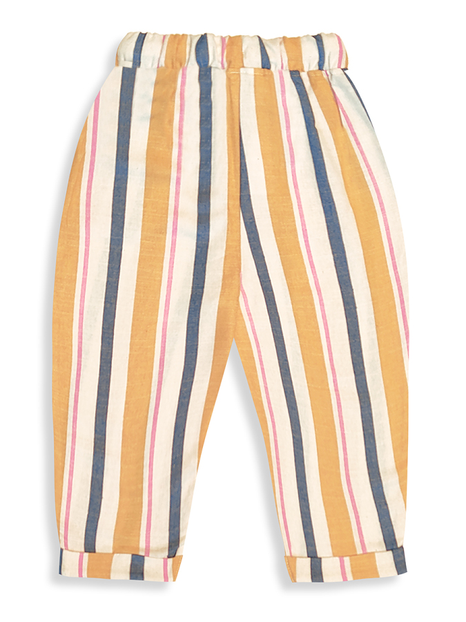 Çizgili Dokuma Unisex Kız Erkek Çocuk Dokuma Pantolon İlkbahar-Yaz 2-8 Yaş - 5