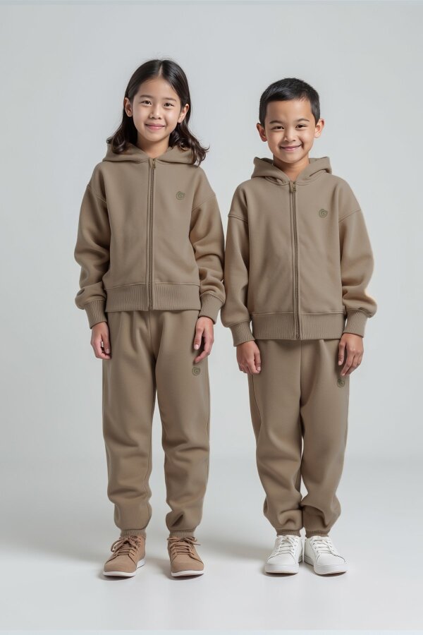 Harves Zeytin Çocuk Sweatshirt Eşofman 2'li Takım - 1