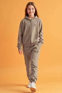 Harves Zeytin Çocuk Sweatshirt Eşofman 2'li Takım - 2