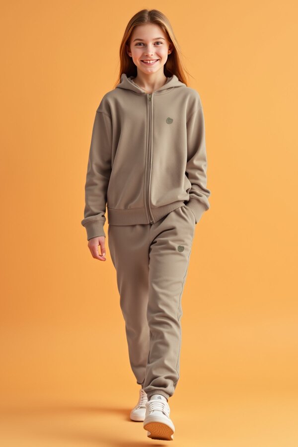 Harves Zeytin Çocuk Sweatshirt Eşofman 2'li Takım - 2