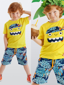 Hawai Korsan Erkek Çocuk Yazlık T-shirt Şort Takım - Denokids