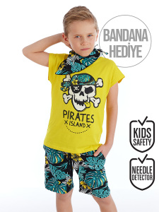 Hawaii Erkek Çocuk T-shirt Şort Bandana Takım - MSHB&G