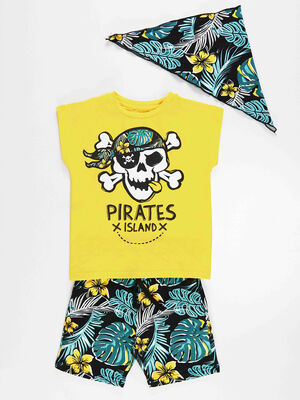 Hawaii Pirate Boy T-shirt&Shorts&Bandana Set