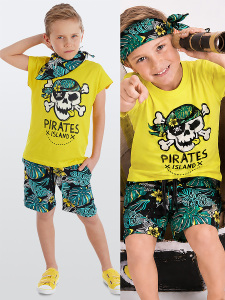 Hawaii Pirate Boy T-shirt&Shorts&Bandana Set - MSHB&G