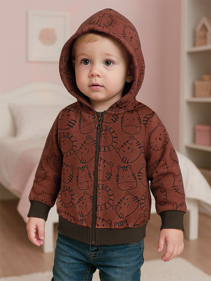 Hayvanlar Erkek Bebek Kahverengi Sweatshirt - 1