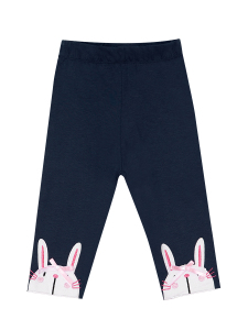 Tavşan Aplikeli Kız Çocuk Pembe Lacivert Yazlık T-shirt Tunik Tayt Takım - Denokids