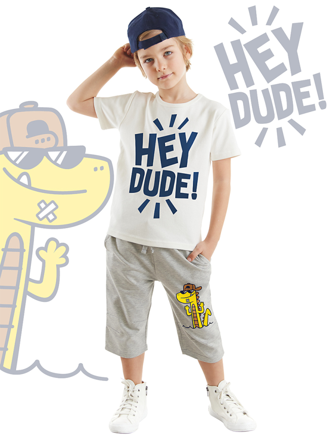 Hey Dude Erkek Çocuk T-shirt Kapri Şort Takım - 1