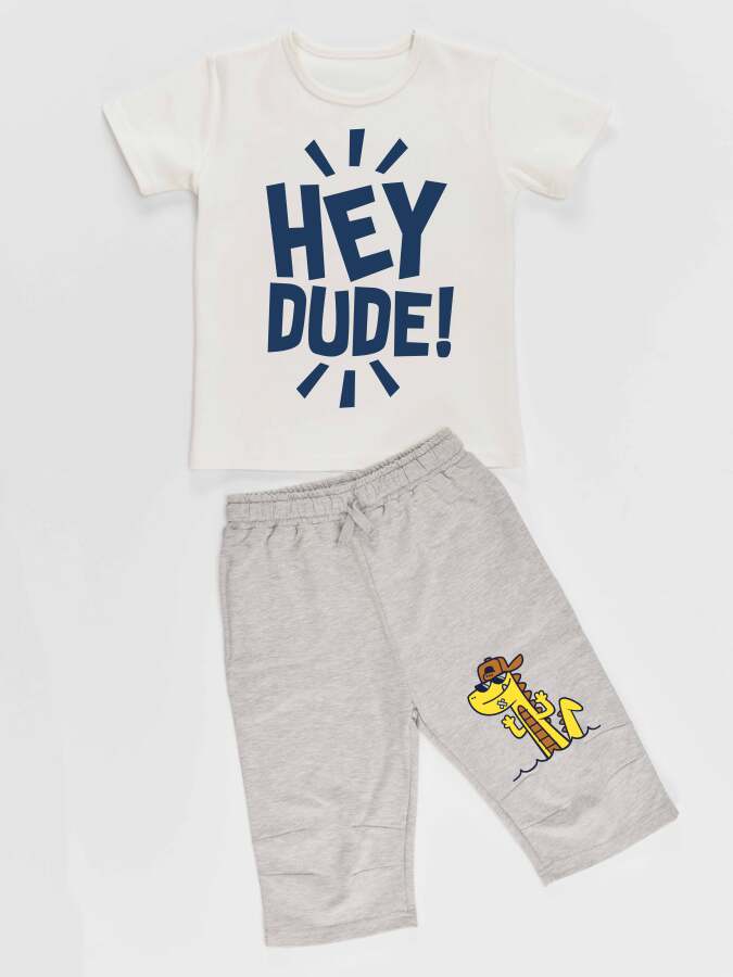 Hey Dude Erkek Çocuk T-shirt Kapri Şort Takım - 3
