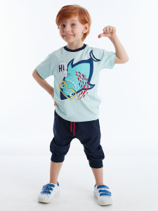 Hi Shark Erkek Çocuk T-shirt Kapri Şort Takım - Denokids