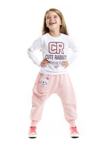Hip-Hop Girl Pink/White Pants Set - Mushi
