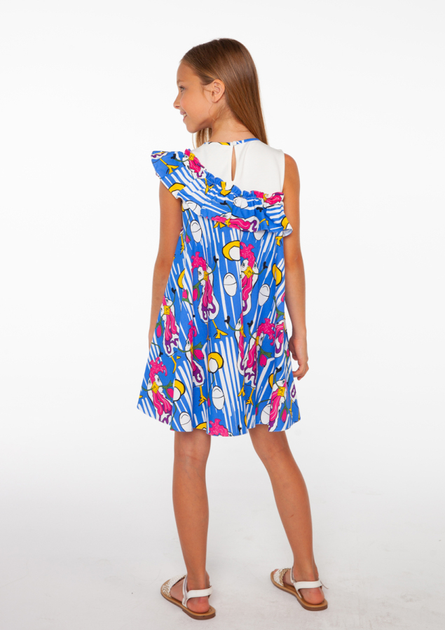 Horoz Desenli, Rahat Kalıp Kız Çocuk Elbise - 3